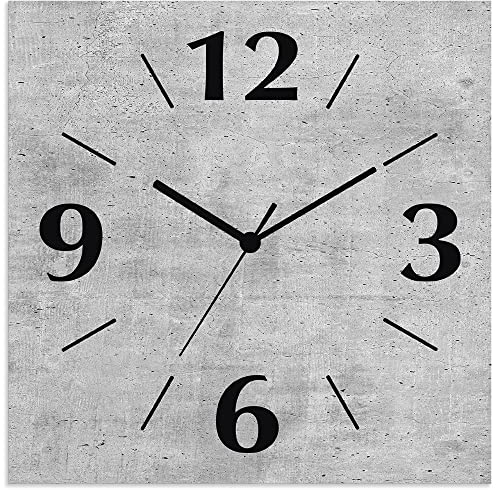 ARTLAND Wanddeko Wanduhr ohne Tickgeräusche Alu Funkuhr 30x30 cm Quadratisch Lautlos analoge Funkuhr, 4 Ziffern 30x30 cm Grauer Beton Optik U1RG