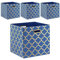 Fboxac Würfel-Aufbewahrungskörbe, 13x13 cm, Polyester, faltbar, mit Griffen, zusammenklappbar, Organisationskorb, Set mit 4 großen Schubladen für Schrank, Regal, Schrank, Bücherregal, Blau,Gold