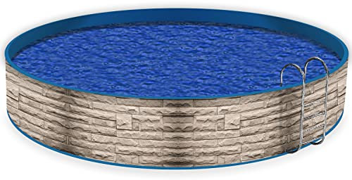 Wallario Pool Verkleidung mit Motiv und Ösen, Umrandung Dekoration, Motiv Steinwand grau-braun, Größe Höhe 100 cm x L 12m