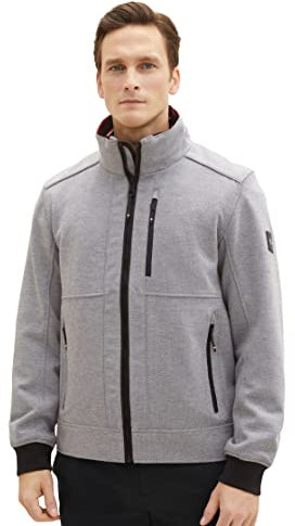 TOM TAILOR Herren 1037324 Casual Blouson Jacke mit Abnehmbarer Kapuze im Kragen, 31571-steel Knitted Structure, XXL