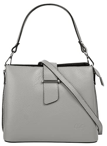 Cluty Damen Handtasche Echt Leder Made in Italy, Tragetasche, Umhängetasche, Abendtasche aus Leder