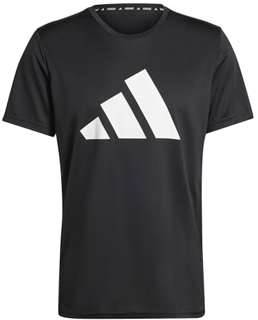 adidas Men's Run It Stripes Tee, Black, XXL