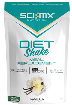 SCI-MX Diet Meal Replacement Shake - Vanilla Flavour - High Protein Shake + 24 Essential Micronutrients - Non-GMO - 1KG (18 servings) 213 calories per serving