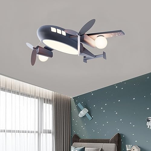 DOCJX LED Deckenlampe Kinderzimmer Modern Deckenleuchte Schlafzimmer 48W Flugzeug Kinderzimmer Lampe Decke Mit Fernbedienung Dimmbar Lampen Tageslichtlampe Decke Studie Color : Gray 70cm, Größ