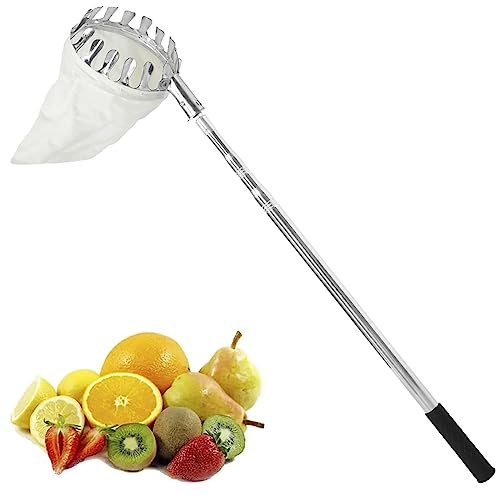 LekLai Obstpflücker, Teleskop-Obstpflücker, 6 M Langes Obstpflückwerkzeug Mit Edelstahl-Verlängerungsstange, Obstfänger Für Die Apfelernte