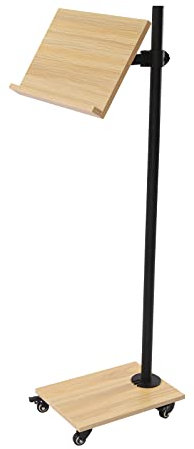 Buchständer lesestände zum Lesen, Rollender Lautsprecherständer mit Rädern und robuster Metallkonstruktion, Höhenverstellbar, 180 drehbar(121CM), Origineller Holzton