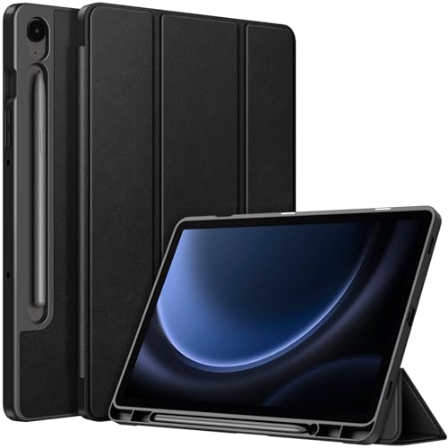 Fintie Hülle für Samsung Galaxy Tab S10 Lite/S10 FE/S9 FE 10.9 & S9 11 Tablet - Ultradünne Soft TPU Rückseite Abdeckung Schutzhülle mit Stifthalter und Auto Schlaf/Wach Funktion, Schwarz