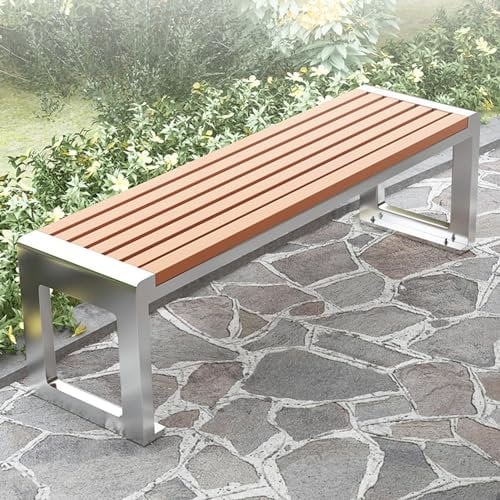 Sitzbank für den Außenbereich, rückenfreie Terrassen-Gartenbank, Terrassenbankstuhl mit Edelstahl und Kunststoffholz, für Strand im Freien, Sonnenbaden, Terrasse, Pool, Rasen ( Color : 120cm/47in )