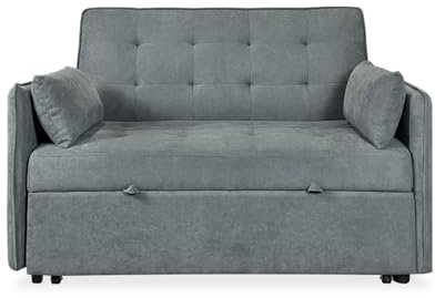 Homey - Sofá Cama de 2 Plazas Modelo Zumaia, Diseño Moderno, Práctico y Funcional, con Cojines Decorativos, Fácil Apertura, Gris
