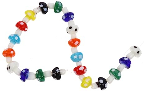 NUOBESTY 20st Pilzperlen Lose Perlen Lose Perlenanhänger Werkzeuge Für Kinder Handyhüllen-charme Charms Perlen Mischfarbe Perlen Lose Perlen Ohrringe Für Kinder Diy Glas Runden Schmuck