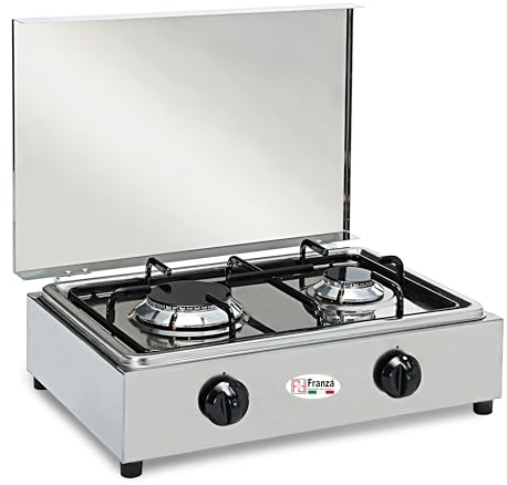 Fornello 2 fuochi a gas Metano per uso interno Valvolato in acciaio inox Made in Italy - 200/AGPS/MT