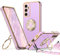XYZ Cover per Samsung Galaxy A55 5G, con Supporto ad Anello Doppio Cuore, con Cordino per Ragazze e Donne, Cover Protettiva di Lusso Carina e Scintillante per Samsung A55 5G, Viola