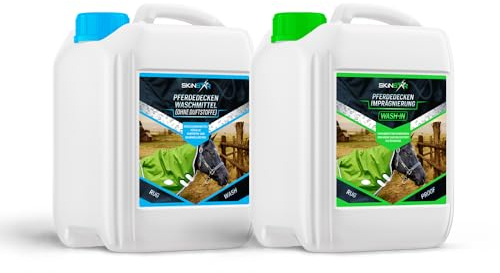 SkinStar Pferdedecken-Waschmittel ohne Duftstoffe + Wash-In Imprägnierung Doppelpack je 2,5L