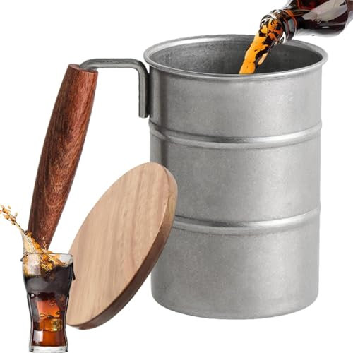 Boccale da birra - Tazza da caffè in acciaio inossidabile da 370 ml | Boccale da birra vintage con coperchio - Strumento leggero per bere, boccale da viaggio ecologico per club, casa, caffè e bar