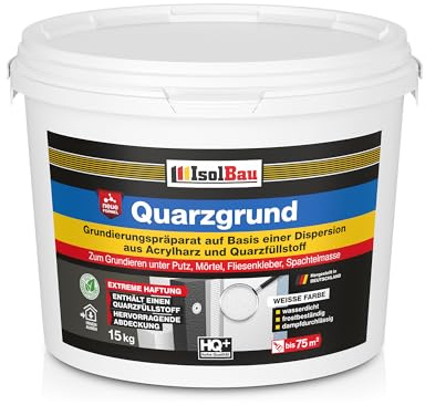Isolbau Quarzgrund – 15 kg Grundierung für Beton & Holz, Fliesen, Keramik, Fassadenputz - Putzgrund, Fliese auf Fliese, Betongrund, Holzgrund - Wasserdicht, frostbeständig, für innen & außen