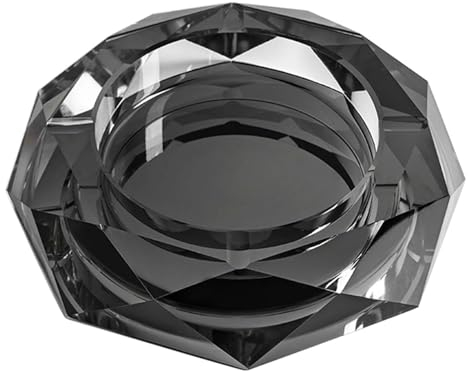 Aschenbecher Glas, Zigarrenaschenbecher, Kristall Aschenbecher Achteck, Home Office Aschenbecher, Kreativer Aschenbecher, Vatertag, Geschäftsgeschenke (Black,12CM)