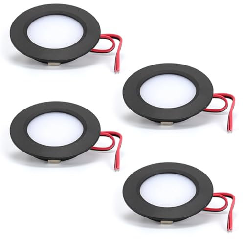 CECOMBINE 4PCS 12V Led Downlights Ceiling Recessed Spot Lights Warm White 3000K, Round Puck Lights 3W Roof Downlight for Camper Van Caravan Boat Bathroom Hallway