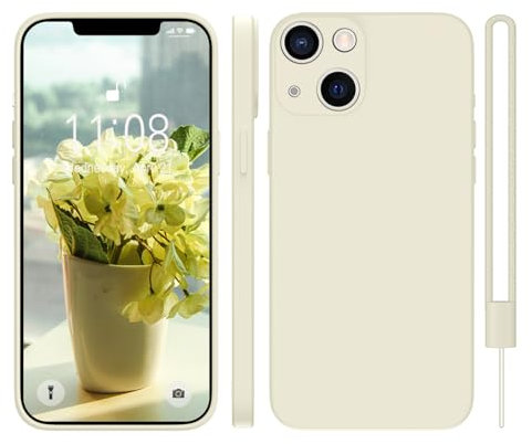 KPPIT for iPhone 15 Case Silicone,Shockproof Cover with Microfiber Lining 6.1 inch,Silky-Soft Touch Full-Body Protective iPhone 15 Phone Case(Antique White)