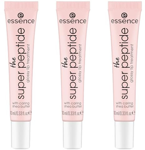 essence the super peptide glossy lip treatment, Lippenbalsam, Nr. 01, Transparent, glättend, mit Vitaminen, vegan, ohne Parabene, ohne Mikroplastikpartikel, Nanopartikel frei, 3er Pack (3x10ml)