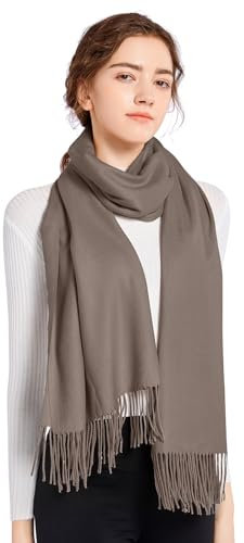 ELF KUCKUCK Schal Damen Winter Baumwolle Winterschal Pashmina Khaki