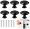6 Pack Black Cupboard Door Knobs Round Mushroom Single Hole Drawer Zinc Alloy Handles Knobs with Screws for Home Drawer Kitchen Wardrobe Cabinet Drawer Bathroom Garage Office Door Knobs