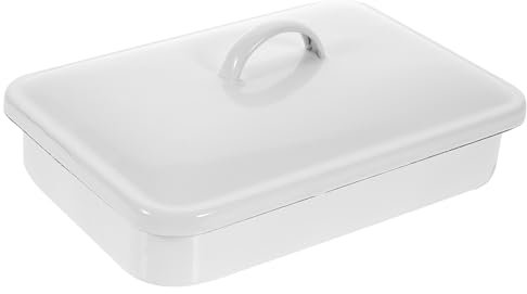 Bandeja De Horno Esmaltada Con Tapa, Fuente Para Hornear De Acero Esmaltado, Bandeja Para Servir Vintage, Plato Para Panqueques Y Galletas, 30X20Cm