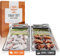 Yukon Glory Grilltablettt, Set mit Zange, Serviertabletts zum Grillen, farbige Tabletts, Orange und Grau, Serviertablett aus Edelstahl, 2 Stück