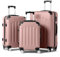 LEADZM Set de 3 Valises de Voyage (Grande Taille & Cabine), Lot de 3 Valises avec roulettes 360°, Coque Rigide ABS (avec Protection d'angle, Or Rose)