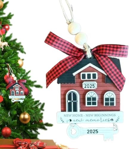 First House Ornament - Wooden Souvenir 2024, Beautiful Holiday Decoration | 2D Ornaments for New Owner, Elegant Christmas Decoration Gadgets for New Celebrity
