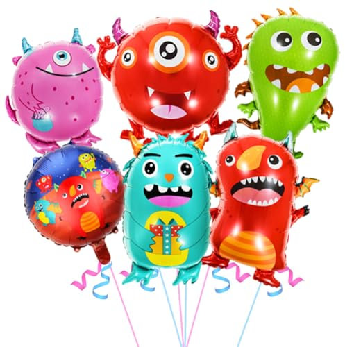 6PCS Monster Geburtstag Party Ballon, Monster Kinder Deko Luftballons,Alien Monster Geburtstags Deko Luftballon,Monster Folienballon Alien Theme für Jungen Mädchen Monster Thema