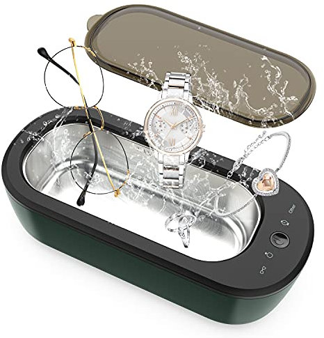 Ultraschallreiniger mit 4 Zeiteinstellungen, Ultraschallgerät 300ml, 45000 HZ Ultraschallreinigungsgerät für Brillen Zahnersatz Uhren Schmuck Schnuller