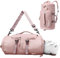 IBOPUXIU Sac de Sport Polyvalent pour Homme et Femme, Sac de Voyage avec Poche Humide et Compartiment Chaussures, Duffle Bag Léger, Rose