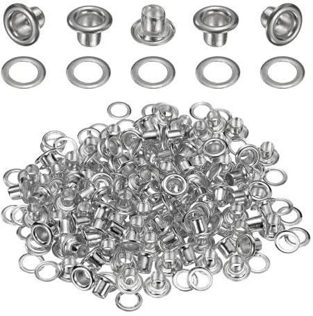 QUARKZMAN 50Set Passanti A Occhiello 3mm 1/8 Pollice Kit Passanti In Ottone Con Rondelle Per Tessuto Tendine Teli Cuoio Cinture Scarpe Borsa Fai Da Te, Argento