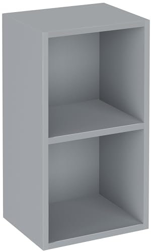 Blisswood Wooden Book Shelf Unit 2-tier Tall Freestanding Bookcase with Storage Shelves Cube Unit for Living Room, Bedroom, Office Bookshelf with CD Storage & Display Cabinet (Grey)