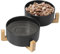 Elevated Ceramic Dog Bowl Set - Double Raised Dog Bowls with Wood Stand for Small and Medium Dogs - Dog Food and Water Bowl Set - Microwave and Dishwasher Safe - 850ml - 28.74 OZ (Black)