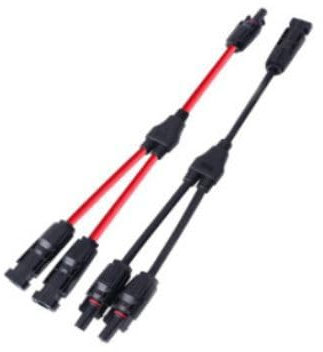 2 Pièces Câble Y Panneau Solaire 4mm² 8AWG Connecteur Solaire MC4 Y Mâle Femelle ((MMF FFM) Professionnel Étanche IP67 pour Module PV Photovoltaïque Panneaux Solaires Rouge et Noir