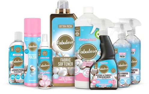 FabFinds Cotton Fresh Cleaning Bundle 8 Piece Set Includes Laundry Cleanser, Fabric Softener, Disinfectant, Spray & Wear, Multi-Surface Polish, Room Refresher, Multipurpose Sprays