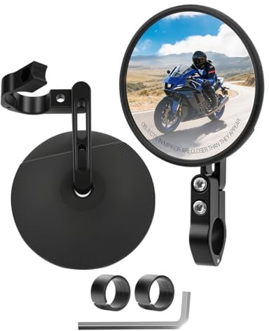 SUPAREE Lenkerspiegel Motorrad Motorrad Spiegel Klappbar Offroad Lenkerendenspiegel E Geprüft motorrad 360°Drehbar Passend für Lenkerdurchmesser von 22 mm und 25,4 mm für Scooter Roller ATV