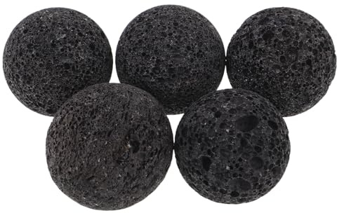 Lurrose 5 Stück Saunasteine Vulkanstein 4cm Rund Natürliche Saunaofensteine Hitzebeständig Vielseitig Für Dampf Und Trockensauna Zubehör Zuhause