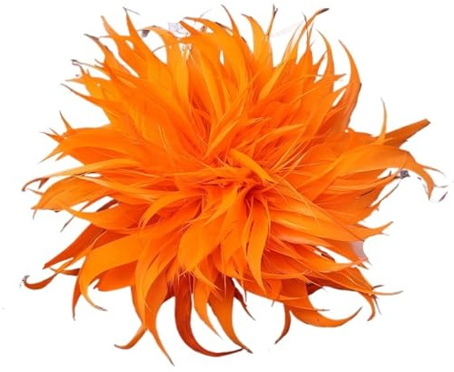 Broche Plume Broches en plumes for femmes, élégantes, forme de fleur, for fête mariage, bijoux, accessoires pour la Fête(Orange)