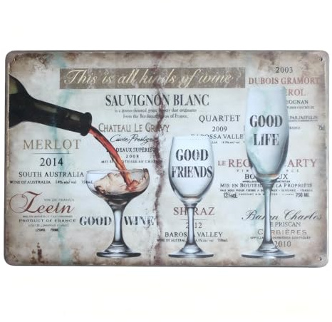 Tivleed Vintage Metal Tin Sign - Wine Themed Wall Decor for Home Bar, 12x8 Inch Rustic Metal Signs with Pre-Drilled Holes, Easy to Install