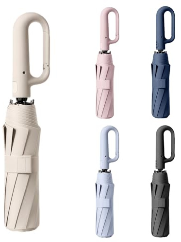 AYEUPZ Kompakter Mini-Reiseschirm,10-Rippen Mini Regenschirm,Doppelstützstange für größere Stabilität – UV-Regenschirm, Sonnenschutz (Beige)