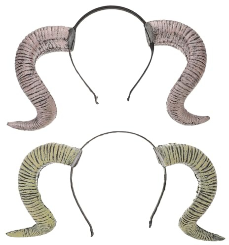 Toyvian 2pcs Croissant Headband Halloween Ram Cosplay Funny Horn Hair Band for Party Festive Headband Lamb Ears Costume