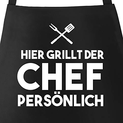 MoonWorks Hier grillt der Chef persönlich - coole Grill-Schürze für Männer mit Spruch schwarz unisize