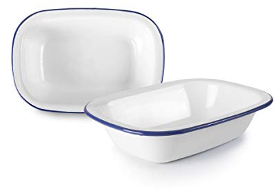 Ibili Fuente Rectangular 22 CM, Stainless Steel, Blanco y Azul, 22 x 16 x 5 cm