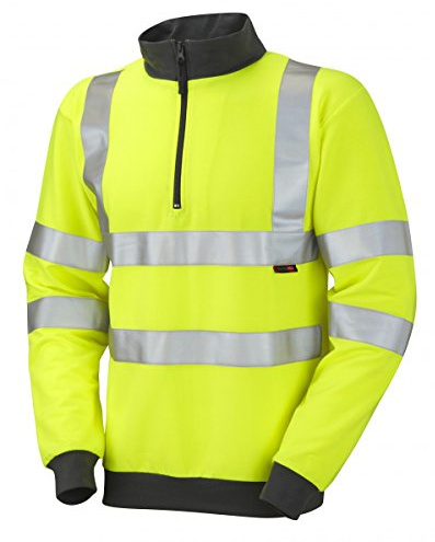 Leo Workwear Brynsworthy Diamond Quilt Ribbed Cuffs & Hem Hi-Vis 1/4 Zip Sweatshirt