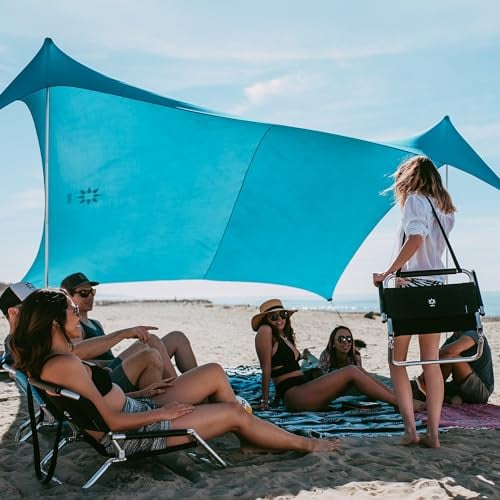 Neso Zelte Gigante Beach Zelt, 2,5 m hoch, 3,3 m (11 ft) x 3,3 m (11 ft), Verstärkte Ecken und Kühlfach(Blaugrün)