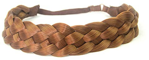 BOBIYA 5 Stränge synthetisches Haar breit geflochtenes Stirnband elastisches Stretch geflochtenes Stirnband für Frauen Mädchen (Sonnenuntergang Braun)