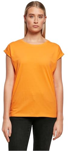 Build Your Brand Damen T-Shirt Ladies Extended Shoulder Tee, lang geschnittenes T-Shirt für Frauen, Baumwolle, Paradise orange, 5XL
