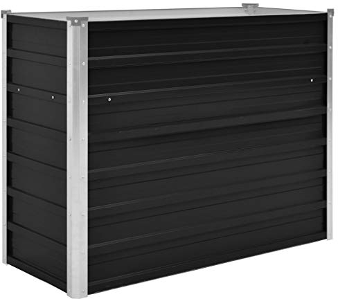 yorten Pflanzkübel Hochbeet Gartenbeet Pflanzbeet Frühbeet Offene Unterseite Anthrazit Verzinkter Stahl 100 x 40 x 77 cm (B x T x H)